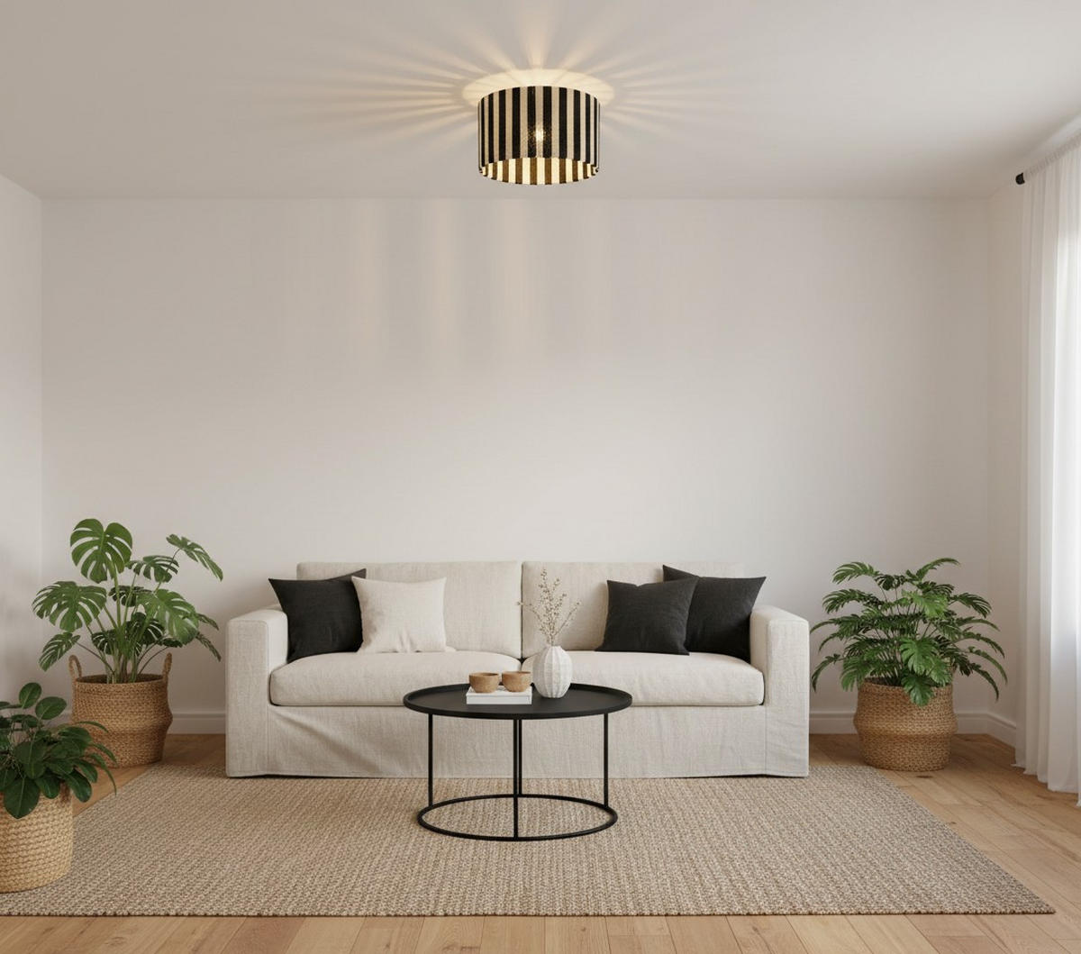 DECKENLEUCHTE  40/27.5 cm    - Schwarz/Weiß, Design, Papier/Metall (40/27.5cm) - Collet's Monde