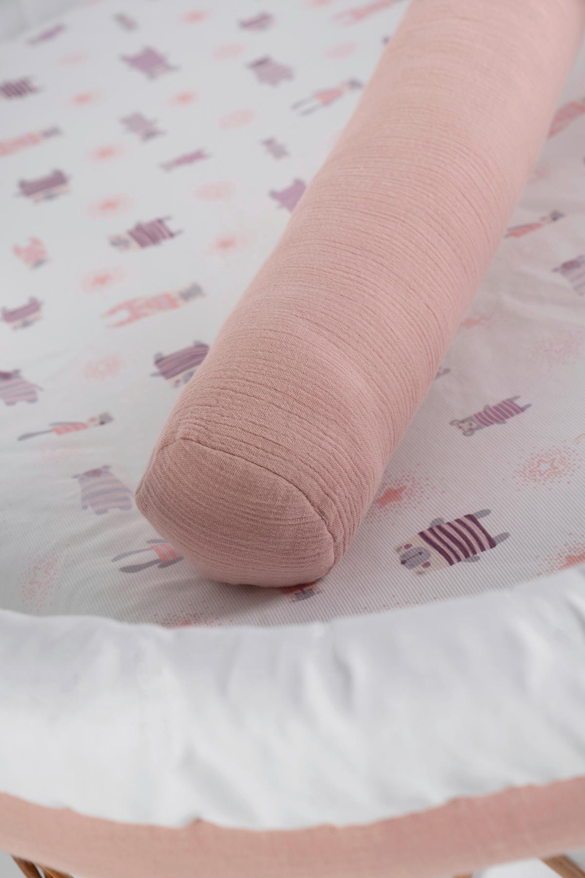STUBENWAGEN-KOMPLETTSET Babybett Lounge Natur Pyjamabär   - Buchefarben/Rosa, Basics, Holz/Textil (60/167/100cm) - Mionido