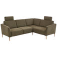 ECKSOFA Olivgrün Flachgewebe  - Eichefarben/Olivgrün, Design, Holz/Textil (238/186cm) - Valnatura
