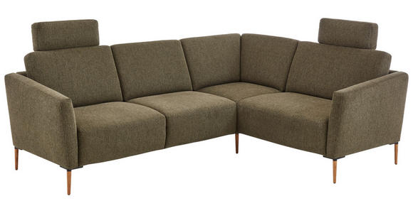 ECKSOFA Olivgrün Flachgewebe - Eichefarben/Olivgrün, Design, Holz/Textil (238/186cm) - Valnatura