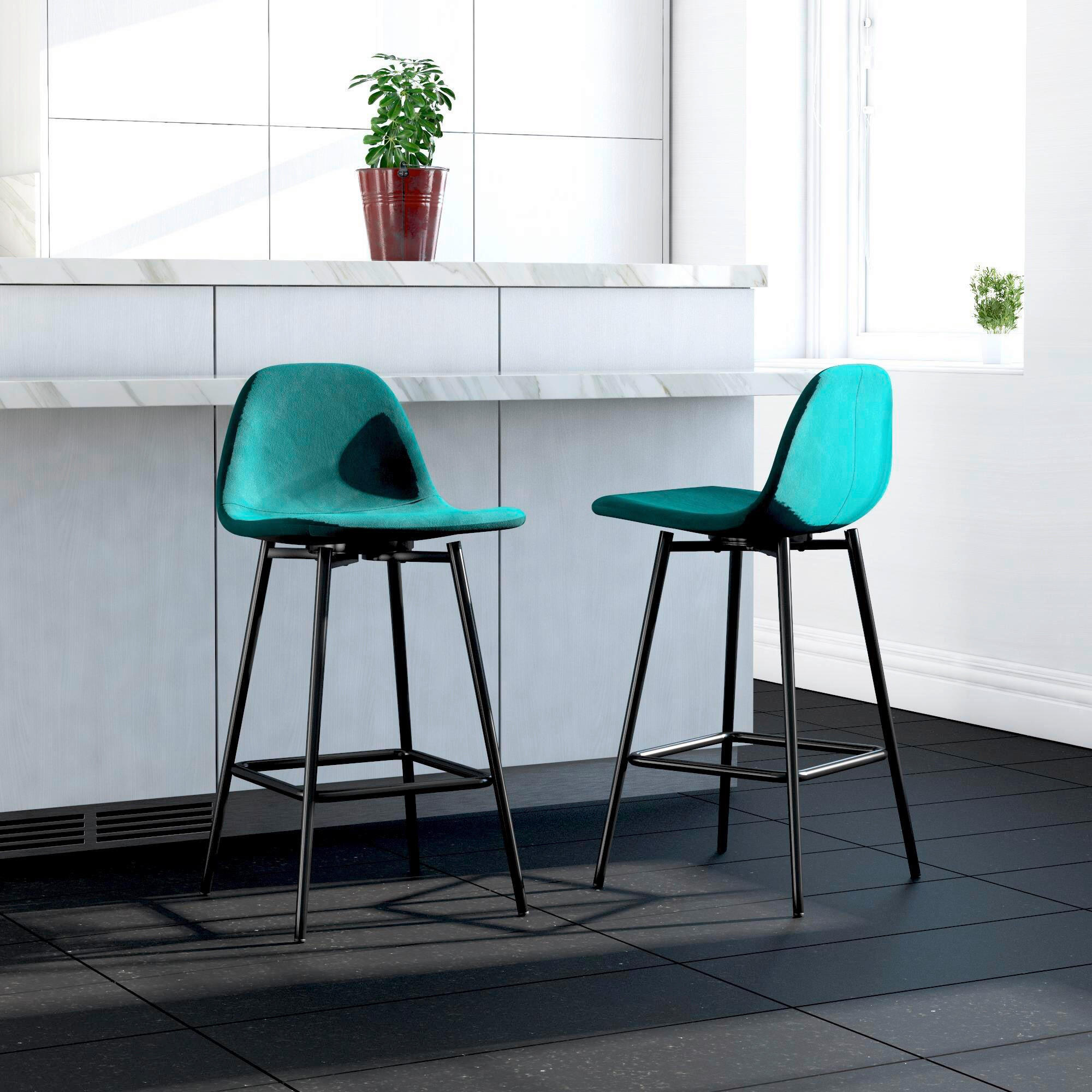 BARHOCKER in Metall, Textil Grün  - Schwarz/Grün, Design, Textil/Metall (45/84/40cm) - MID.YOU