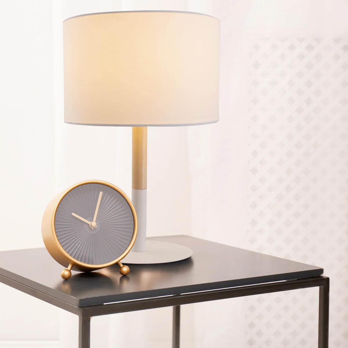 TISCHLEUCHTE 24/37 cm   - Naturfarben/Weiß, Design, Textil/Metall (24/37cm) - Näve