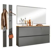 GARDEROBE 4-teilig 160/20/31 cm  - Eichefarben/Grau, Design, Holz (160/20/31cm) - Dieter Knoll