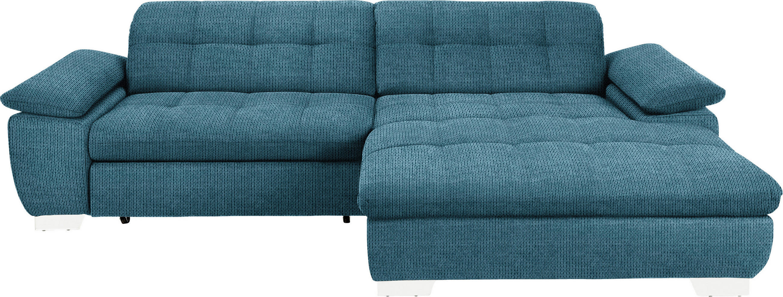 ECKSOFA in Mikrofaser Blau  - Chromfarben/Blau, Design, Textil/Metall (265/180cm) - Carryhome