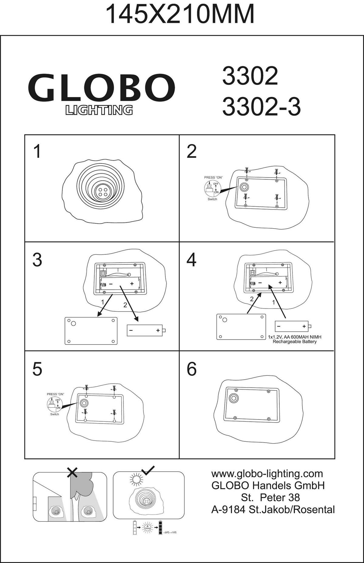 SOLCELLSLAMPA 15/12,5/10,5 cm   - klar/grå, Basics, plast (15/12,5/10,5cm) - Globo