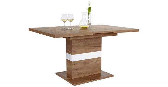 Ausziehbarer Esstisch Avensis 120cm Krafteiche Dunkel - Eichefarben/Weiß, MODERN, Holzwerkstoff (120/75,9/80cm) - Luca Bessoni