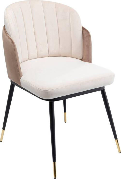 STUHL Samt Schwarz, Goldfarben, Beige  - Beige/Goldfarben, Design, Textil/Metall (52/81/58cm) - Kare-Design