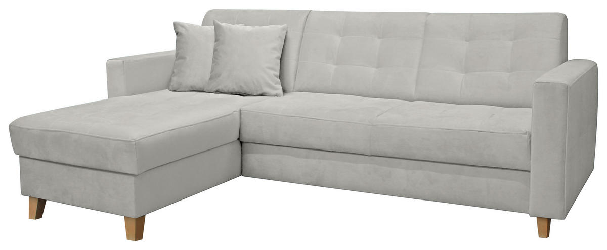 HÖRNSOFFA i sammet ljusgrå  - ljusgrå/naturfärgad, Design, trä/textil (231/160cm) - Livetastic