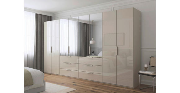 DREHTÜRENSCHRANK 400/235/61 cm,  in Champagner, 8-türig  - Champagner, Basics, Glas/Holzwerkstoff (400/235/61cm) - Novel