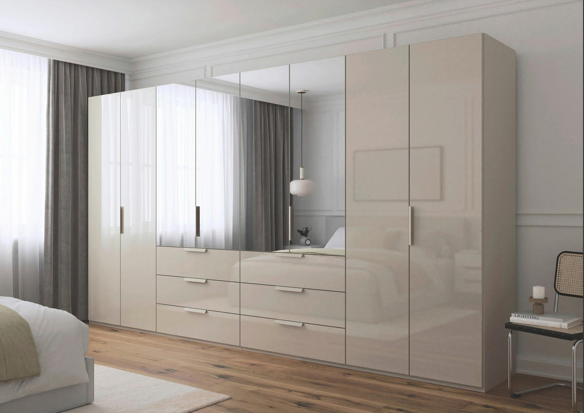 DREHTÜRENSCHRANK 400/223/61 cm,  in Champagner, 8-türig  - Champagner, Basics, Glas/Holzwerkstoff (400/223/61cm) - Novel
