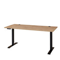 SCHREIBTISCH 160/77/72-120 cm Eiche Artisan  - Schwarz/Eiche Artisan, Modern, Holzwerkstoff/Metall (160/77/72-120cm) - MID.YOU