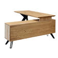ECKSCHREIBTISCH 160/160/75 cm  in Eichefarben  - Eichefarben/Schwarz, Natur, Holz/Metall (160/160/75cm) - Linea Natura