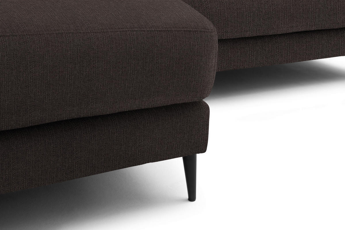 ECKSOFA in Flachgewebe Braun  - Schwarz/Braun, Design, Textil/Metall (177/253cm) - Dieter Knoll