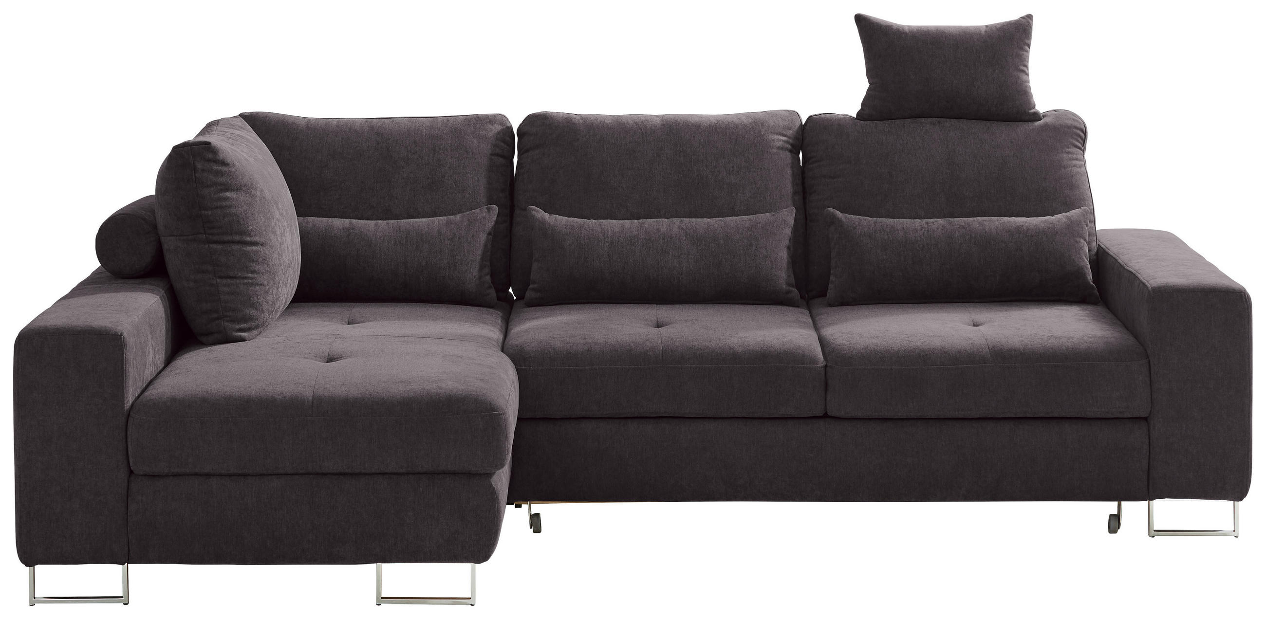 ECKSOFA in Flachgewebe Dunkelbraun  - Dunkelbraun, Design, Textil/Metall (188/260cm) - Hom`in