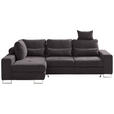 ECKSOFA in Flachgewebe Dunkelbraun  - Dunkelbraun, Design, Textil/Metall (188/260cm) - Hom`in