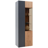 VITRINE in vollmassiv Kerneiche Anthrazit, Eichefarben  - Eichefarben/Anthrazit, Natur, Glas/Holz (70/207/44cm) - Valnatura