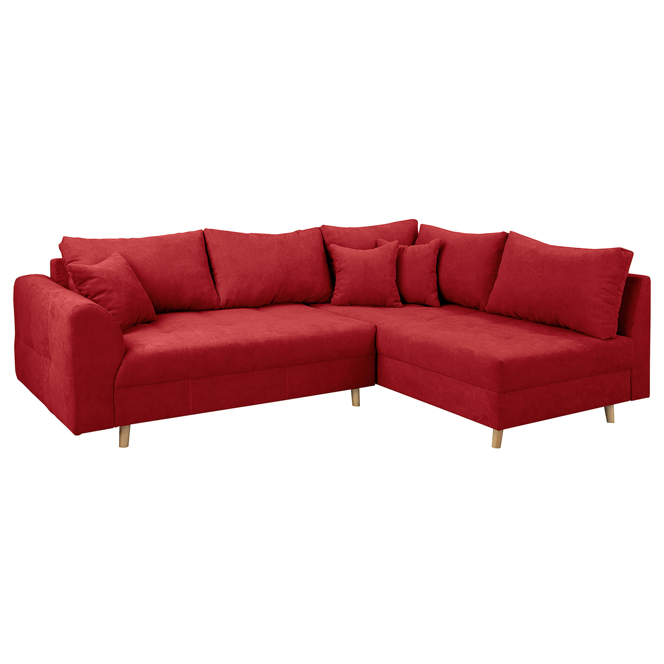 ECKSOFA Mikrofaser Rot  - Rot/Naturfarben, Design, Holz/Textil (231/161cm) - P & B