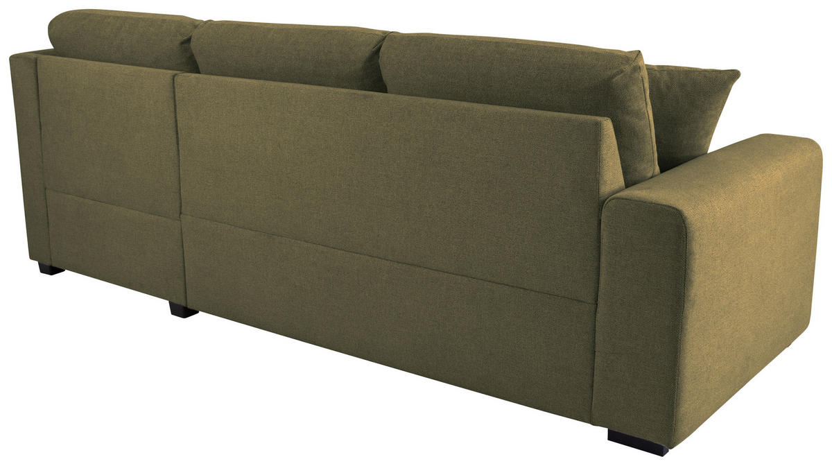 ECKSOFA LUKAS Olivgrün Struktur Zierkissen, Bettkasten  - Olivgrün, Trend, Textil (239/158cm) - P & B