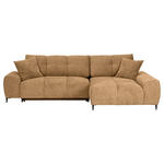 ECKSOFA in Flachgewebe Cognac  - Cognac/Schwarz, KONVENTIONELL, Textil/Metall (295/180cm) - Carryhome