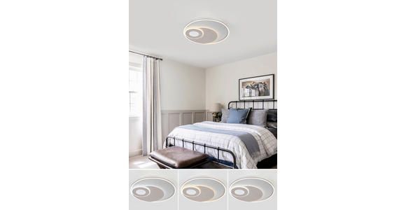 LED-DECKENLEUCHTE 50/5 cm  - Champagner/Silberfarben, Design, Kunststoff/Metall (50/5cm) - Novel