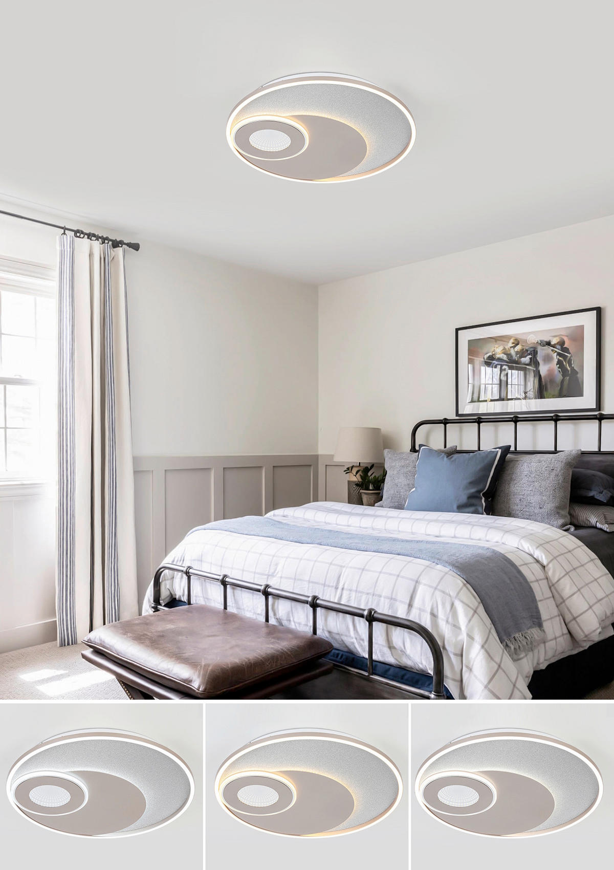 LED-DECKENLEUCHTE 50/5 cm  - Champagner/Silberfarben, Design, Kunststoff/Metall (50/5cm) - Novel