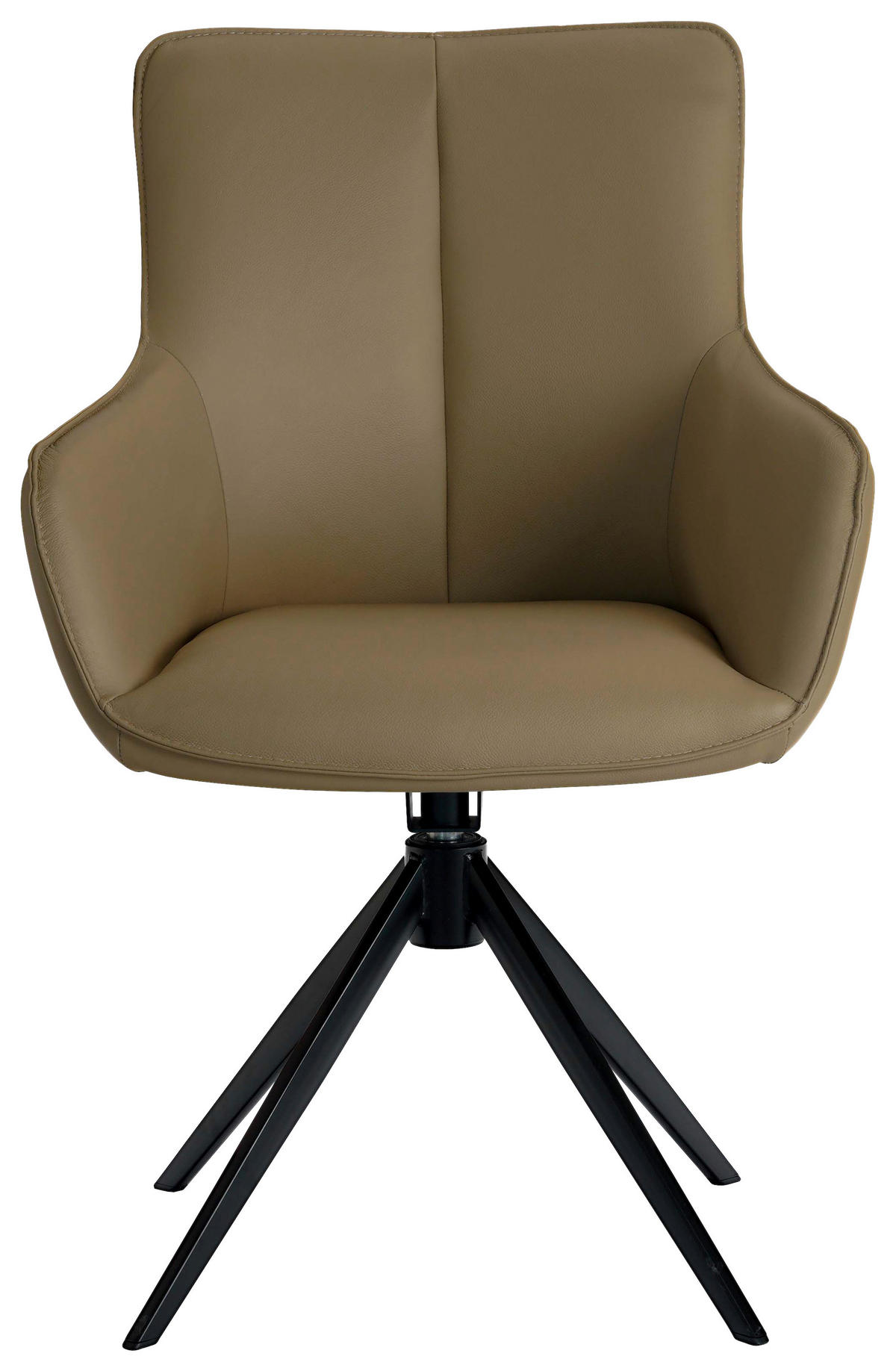 ARMLEHNSTUHL  in Eisen Echtleder pigmentiert  - Beige/Schwarz, Design, Leder/Metall (64/87/60cm) - Novel