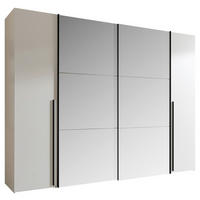 KLEIDERSCHRANK 267/205/57 cm,  in Weiß, 4 Tür(en)  - Alufarben/Weiß, MODERN, Glas/Holzwerkstoff (267/205/57cm) - Livetastic