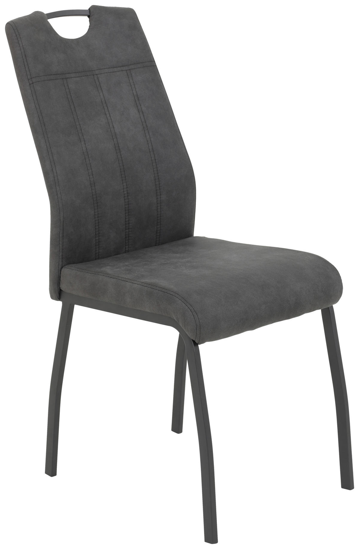 STUHL-SET 4 Stück  in Stahl Mikrofaser Metall, Textil  - Anthrazit/Grau, MODERN, Textil/Metall (44/96/64cm) - MID.YOU