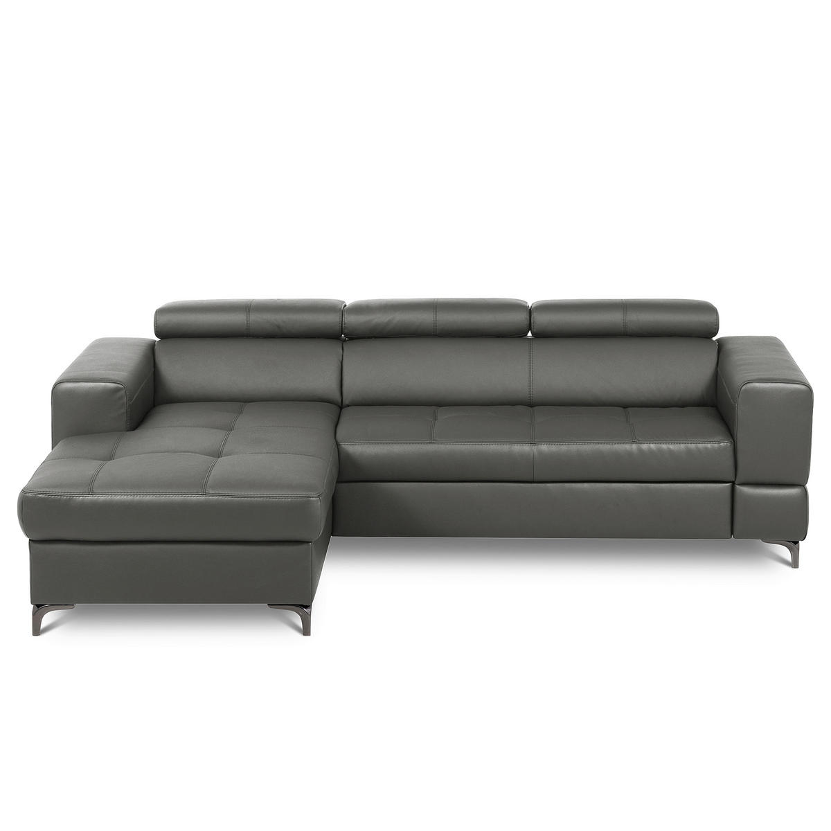 ECKSOFA  in Lederlook Echtleder Anthrazit  - Anthrazit/Schwarz, Design, Leder/Textil (173/247cm) - Livetastic