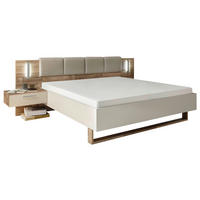 POSTELJNA GARNITURA  180 cm  x  200 cm , leseni material barve hrasta, barve šampanjca  - barve šampanjca/barve hrasta, Moderno, leseni material (180/200cm) - MID.YOU