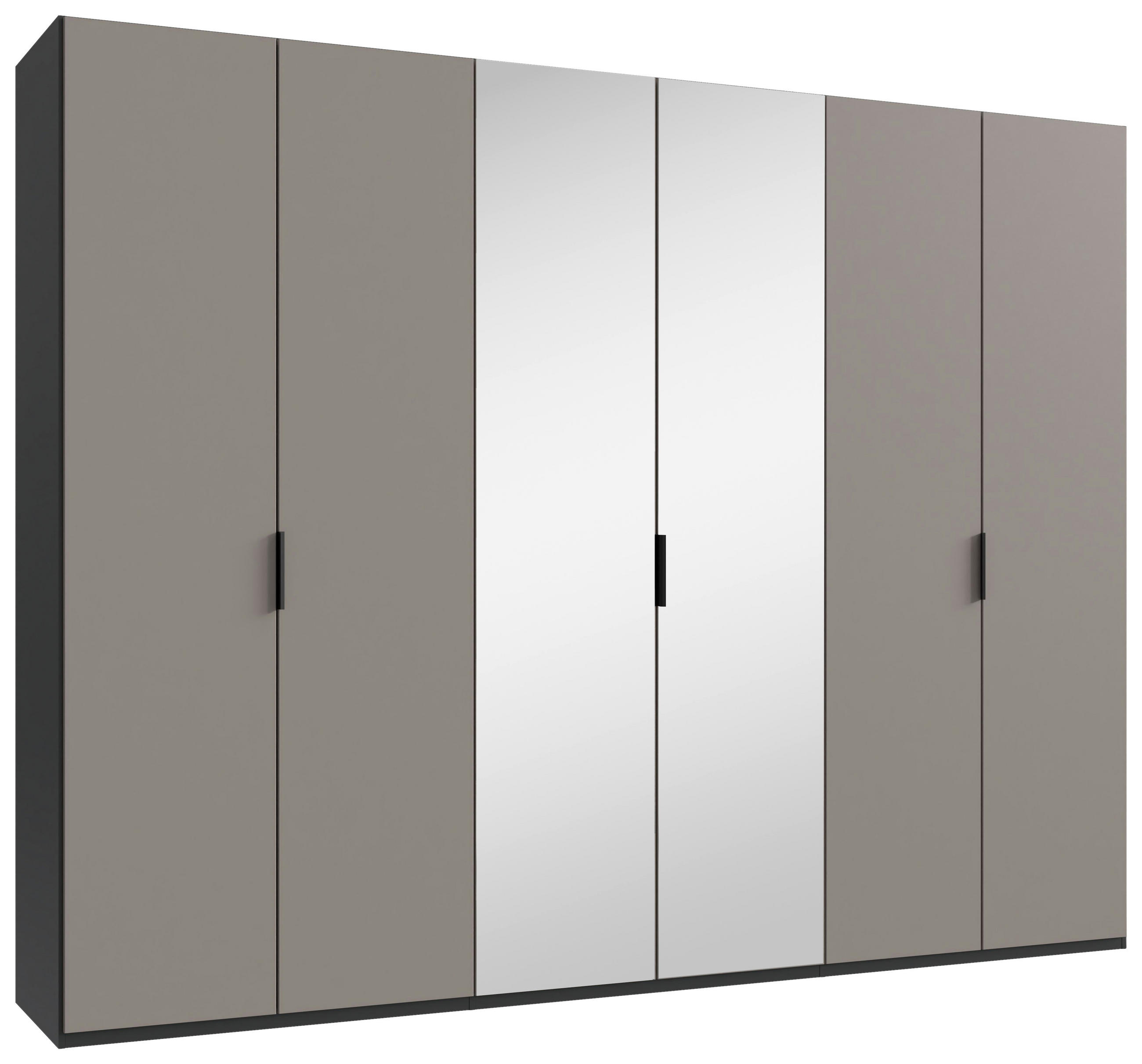 FALTTÜRENSCHRANK 300/236/58 cm 6-türig Graphitfarben, Grau, Sahara  - Schwarz/Graphitfarben, Design, Glas/Holzwerkstoff (300/236/58cm) - Boxxx