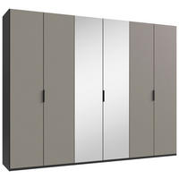 FALTTÜRENSCHRANK  in Graphitfarben, Grau, Sahara  - Schwarz/Graphitfarben, Design, Glas/Holzwerkstoff (300/236/58cm) - Boxxx