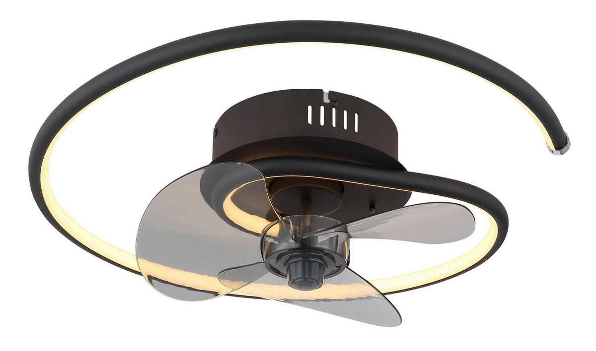DECKENVENTILATOR  45/13,9 cm    - Schwarz/Grau, Design, Kunststoff/Metall (45/13,9cm) - Globo