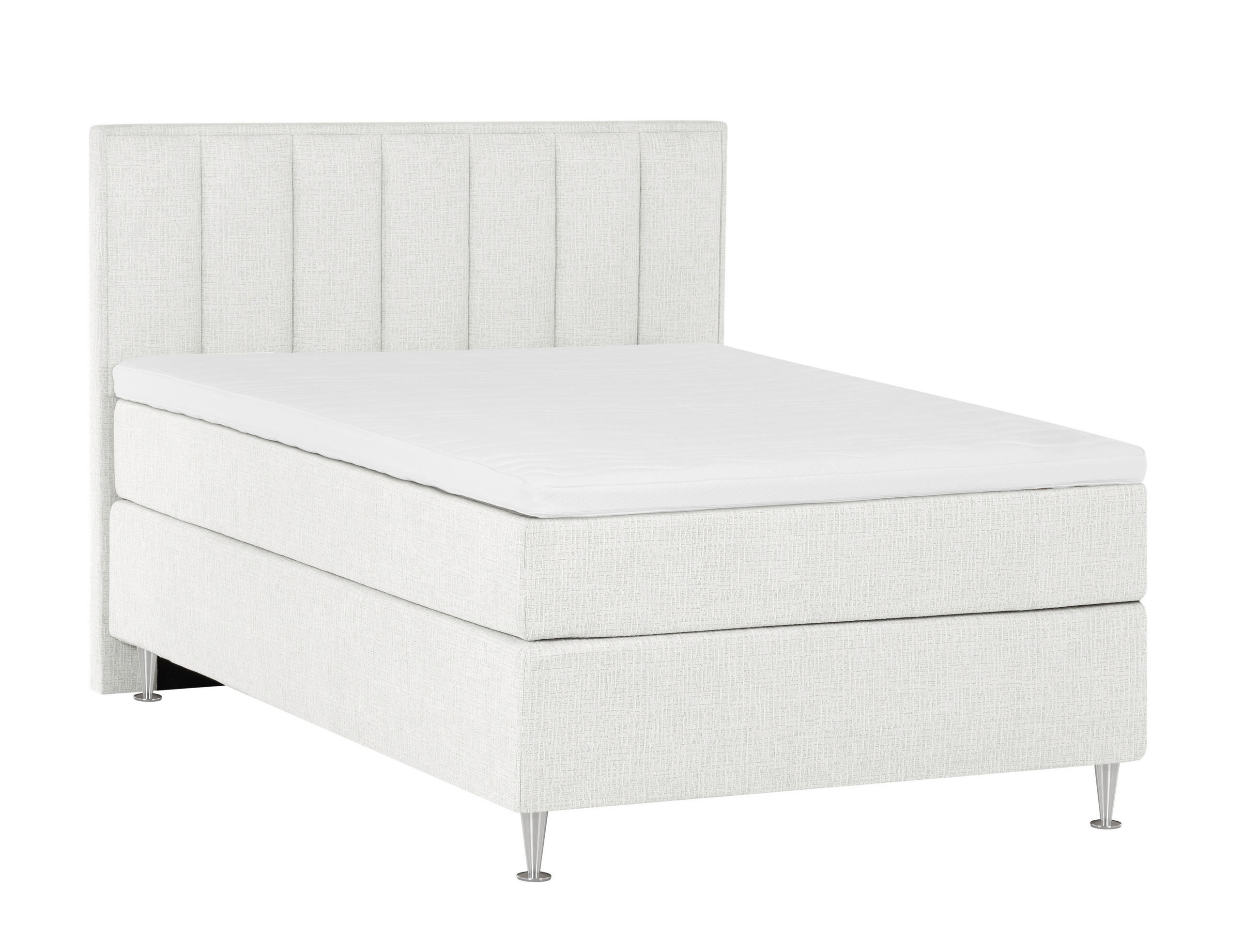KONTINENTALSÄNG 140/200 cm  i cremefärgad  - aluminiumfärg/cremefärgad, Klassisk, metall/trä (140/200cm) - Best Price