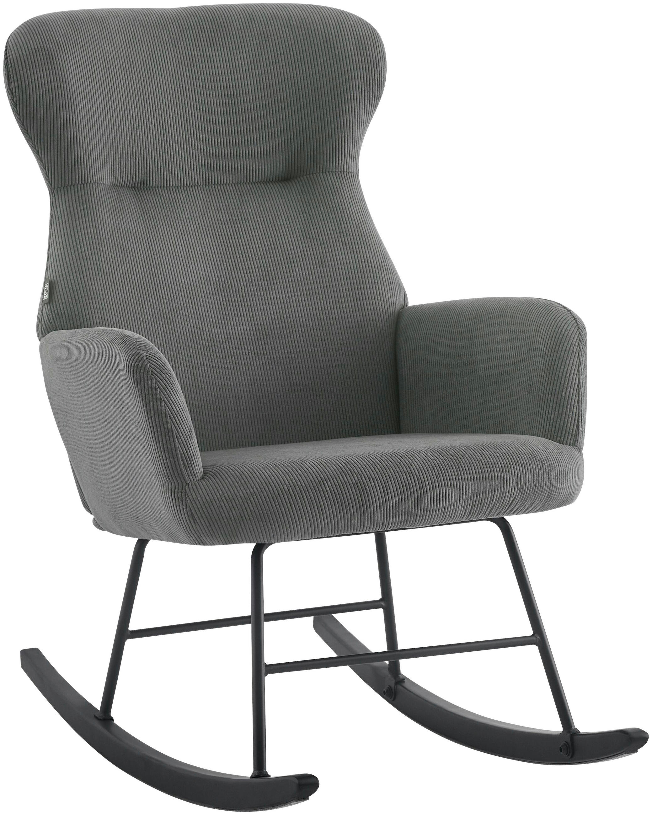 SCHAUKELSESSEL in Cord Grau  - Schwarz/Grau, Design, Holz/Textil (65/97/94cm) - Ti'me