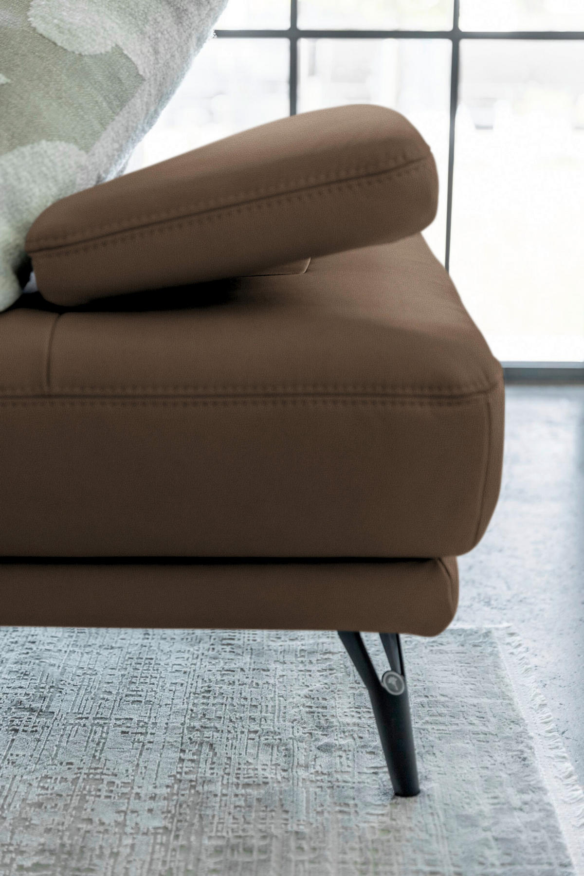 ECKSOFA Echtleder Braun  - Schwarz/Braun, Konventionell, Leder/Metall (301/180cm) - Joop!