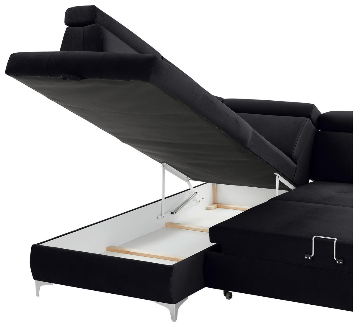 KUTNA GARNITURA tekstil  crna   - boje kroma/crna, Konvencionalno, tekstil/metal (206/271cm) - Carryhome