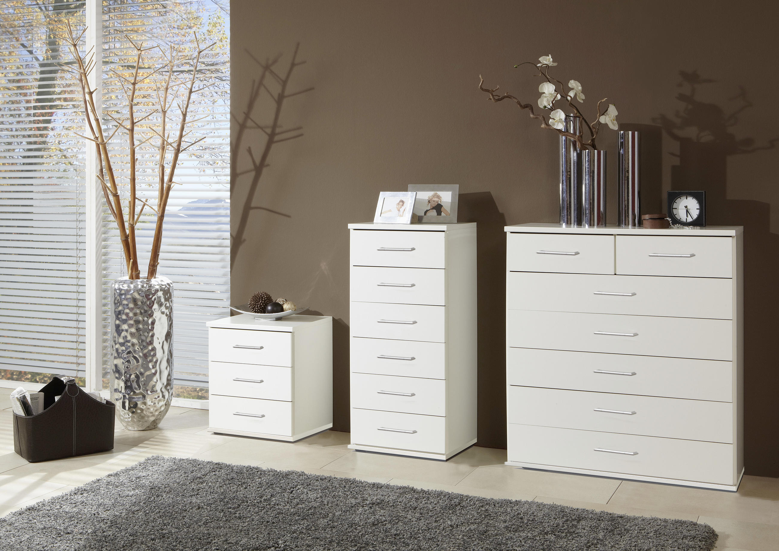 NACHTSCHRANK 46/55/40 cm  - Alufarben/Weiß, KONVENTIONELL, Holzwerkstoff/Kunststoff (46/55/40cm) - MID.YOU