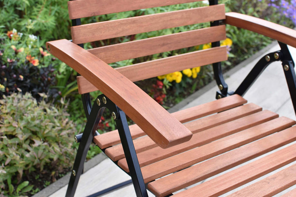 GARTENTISCHGRUPPE EukalyptusholzHartholz Stahl  - Graphitfarben/Naturfarben, KONVENTIONELL, Holz/Metall - Gardenson