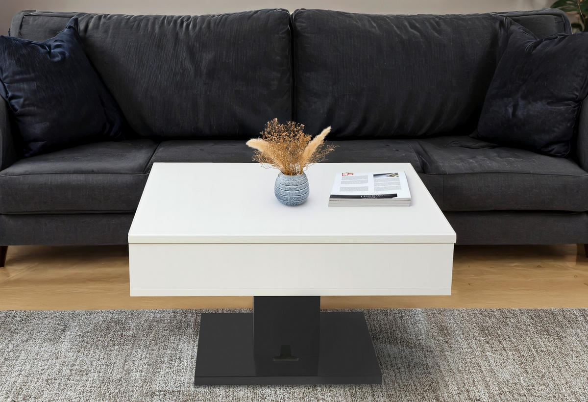 COUCHTISCH Klarglas 80/80/47 cm rechteckig Schwarz, Weiß  - Schwarz/Weiß, Design, Glas/Holzwerkstoff (80/80/47cm) - Livetastic