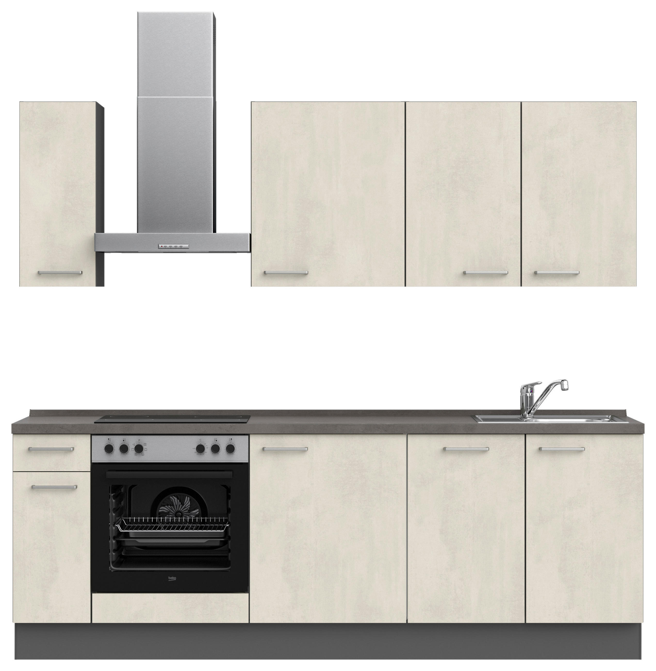 BUCĂTĂRIE FĂRĂ ELECTROCASNICE  - ardeziu/alb, Modern, metal/material pe bază de lemn (240cm) - Nobilia