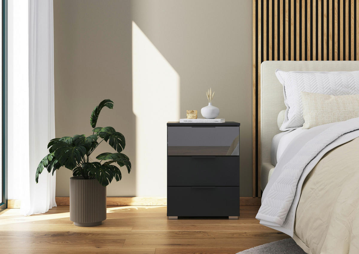 NACHTSCHRANK 40/61/42 cm  - Grau, MODERN, Glas/Holzwerkstoff (40/61/42cm) - Rauch Möbel