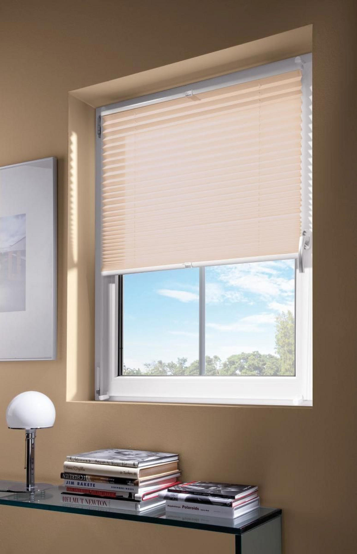 PLISSEE  halbtransparent   100/130 cm   - Sandfarben, Basics, Textil (100/130cm)