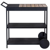 SERVIERWAGEN Akazie massiv Schwarz, Akaziefarben  - Schwarz/Akaziefarben, Design, Holz/Metall (80/40/98cm) - Wenko