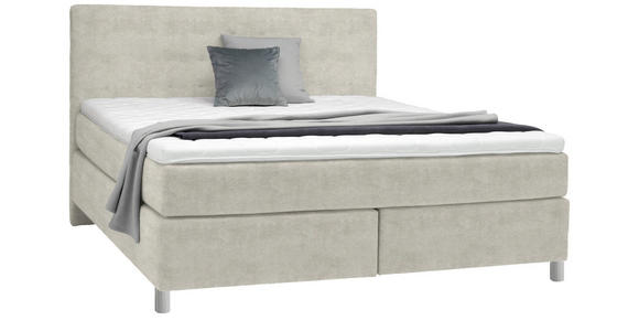 BOXSPRINGBETT 180/200 cm  in Ecru  - Chromfarben/Ecru, KONVENTIONELL, Kunststoff/Textil (180/200cm) - Voleo