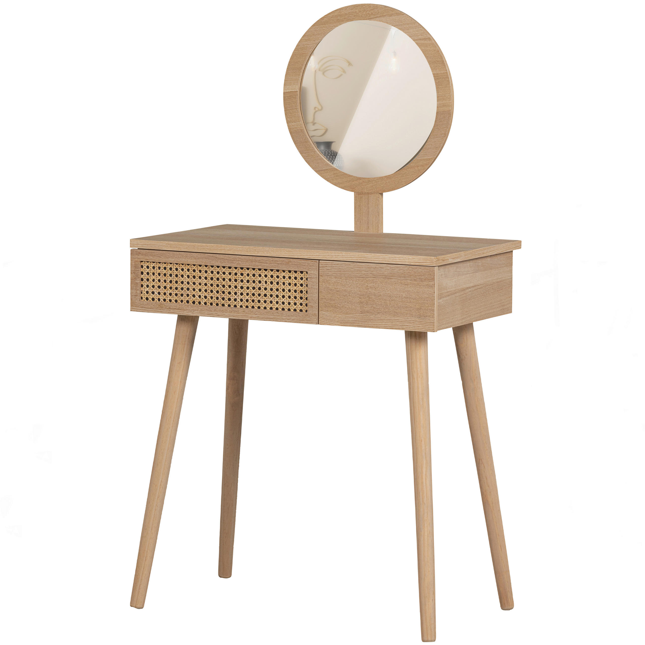 SCHMINKTISCH Kiefer Naturfarben  - Naturfarben, Design, Glas/Holz (70/40/125cm) - Livetastic