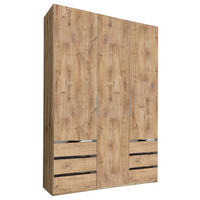 DREHTÜRENSCHRANK 150/216/58 cm 3-türig Eichefarben  - Chromfarben/Eichefarben, MODERN, Holzwerkstoff/Kunststoff (150/216/58cm) - MID.YOU