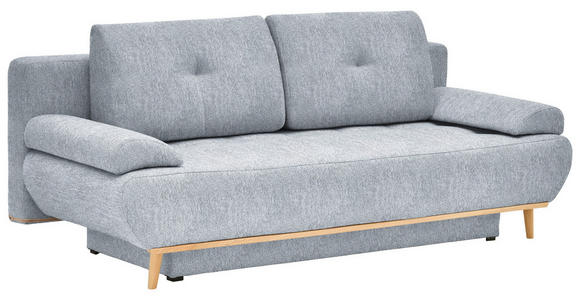 SCHLAFSOFA Flachgewebe Grau Rückenkissen, Armlehnenkissen, Bettkasten, Schlaffunktion, Rücken echt  - Beige/Naturfarben, Design, Holz/Textil (200/71/95cm) - Novel