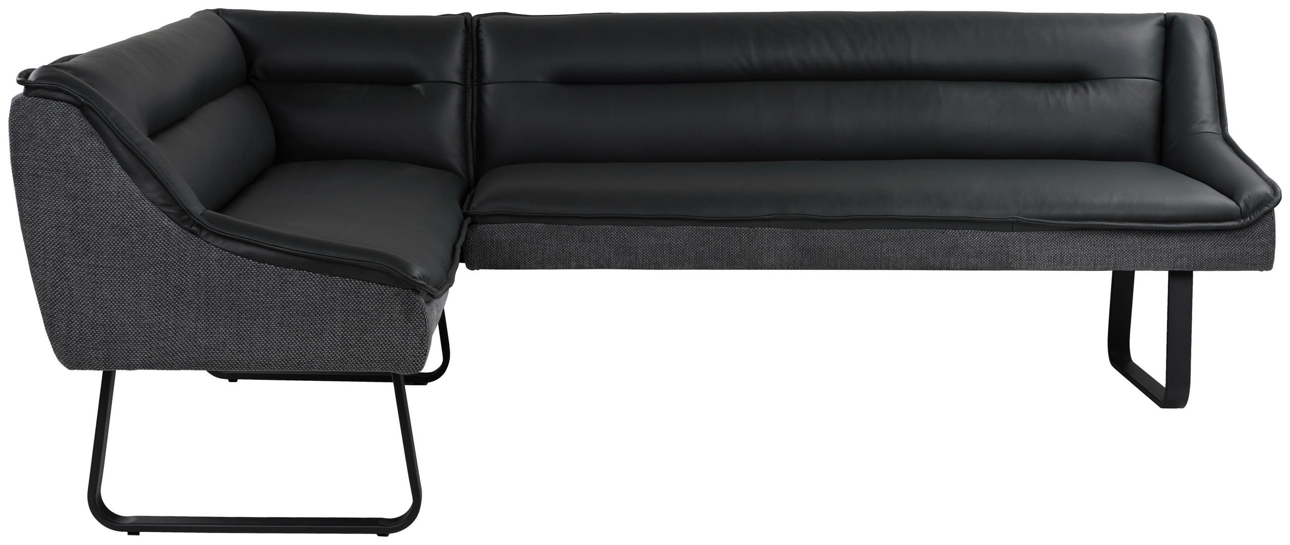 ECKBANK 178/237 cm Struktur Echtleder Schwarz   - Schwarz, Design, Leder/Textil (178/237cm) - Novel