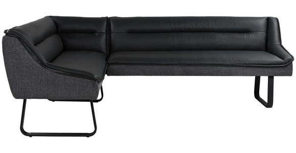 ECKBANK 178/237 cm Struktur Echtleder Schwarz   - Schwarz, Design, Leder/Textil (178/237cm) - Novel